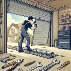 how to get garage door back on track