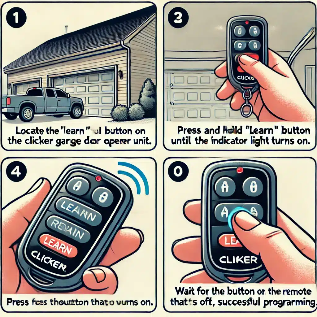 how to reprogram clicker garage door remote