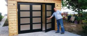 garage door with entry door